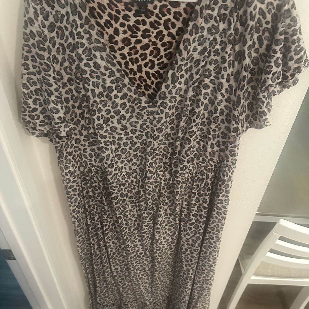 Torrid Gray Leopard Print Maxi Dress